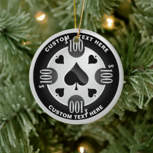 Ornamento De Cerâmica Casino Personalizado Poker Chip Christmas