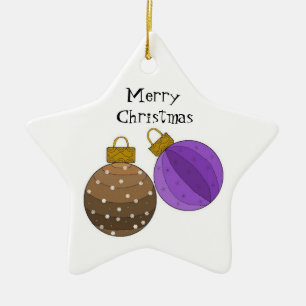 Ornamento De Cerâmica Castanho de Chocolate e Decoração de Natal Roxo