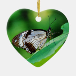 Ornamento De Cerâmica Castanho escuro e borboleta Cinza