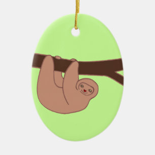 Ornamento De Cerâmica Castanho Sorrindo Lama com Nariz Cardíaco