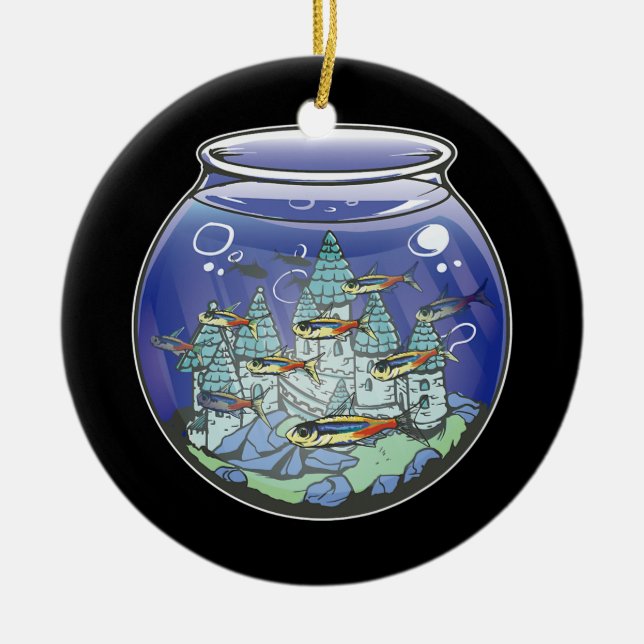 Ornamento De Cerâmica Castelo de Aquarium Fish (Frente)