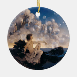 Ornamento De Cerâmica Castelos no Ar de Maxfield Parrish 1904 Fantasia V