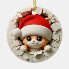 Ornamento De Cerâmica Cat 3D de Natal NÃO 3D
