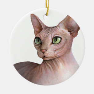 Ornamento De Cerâmica Cat 578 Sphynx white background