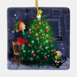 Ornamento De Cerâmica Cat Chaos Christmas