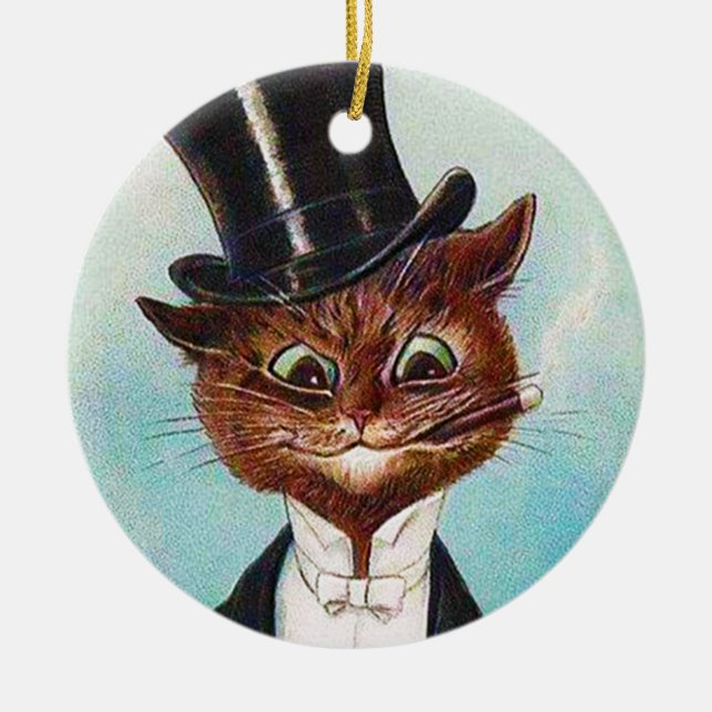 Ornamento De Cerâmica Cat Gentleman, Louis Wain (Frente)