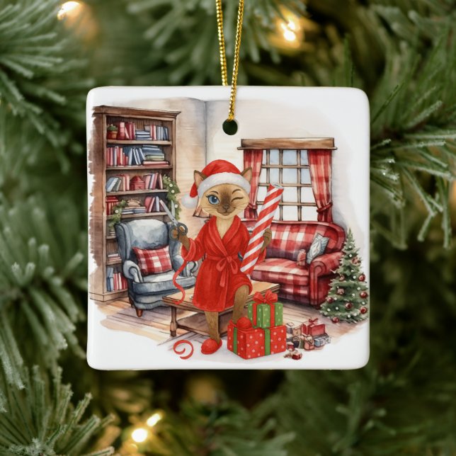 Ornamento De Cerâmica Cat is Christmas boxing  (Árvore)
