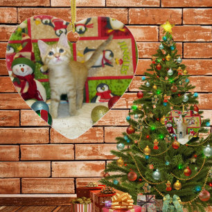 Ornamento De Cerâmica Cat, Kitten, Natal, Resgate, Foto