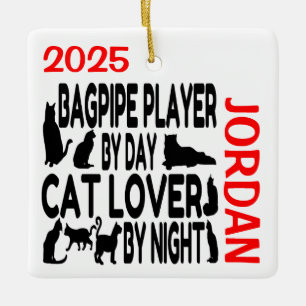 Ornamento De Cerâmica Cat Lover Bagpipe Player PERSONALIZADO