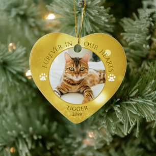 Ornamento De Cerâmica Cat Memorial FUREVER EM NOSSOS CORAÇÕES Fotografia