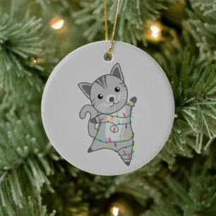 Ornamento De Cerâmica Cat Natal Neve Inverno Animais de inverno Gatos