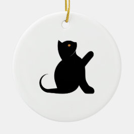 Ornamento De Cerâmica Cat Say Hello