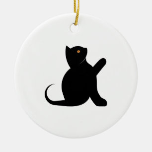 Ornamento De Cerâmica Cat Say Hello