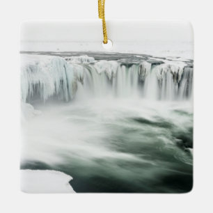 Ornamento De Cerâmica Catarata Godafoss, inverno, Islândia