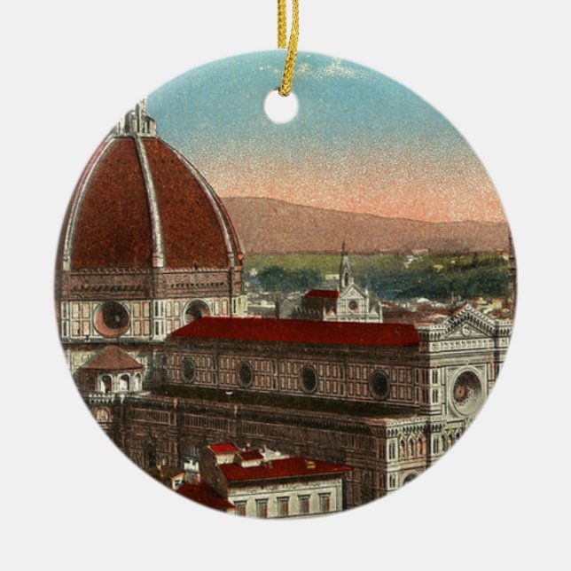 Ornamento De Cerâmica Catedral retro de Florença Italia Italia da arte (Frente)