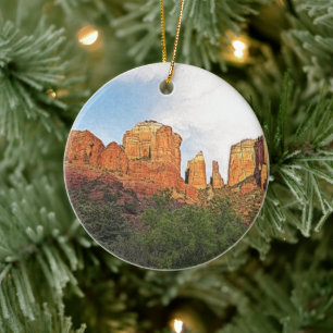 Ornamento De Cerâmica Catedral Rock Sedona, Feriado de Natal Arizona