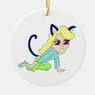 Ornamento De Cerâmica catgirl chibi