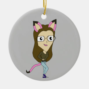 Ornamento De Cerâmica catgirl chibi