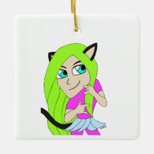 Ornamento De Cerâmica catgirl chibi