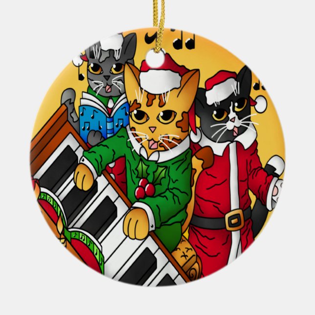 Ornamento De Cerâmica Cats de Natal (Frente)