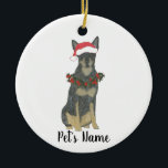 Ornamento De Cerâmica Cattledog Heeler (azul)<br><div class="desc">Faça a lista legal este ano com um ornamento do seu elfo favorito! Para os presentes mais doces,  emparelhe-o com um impressão de arte correspondente ou outro item da minha coleção!</div>