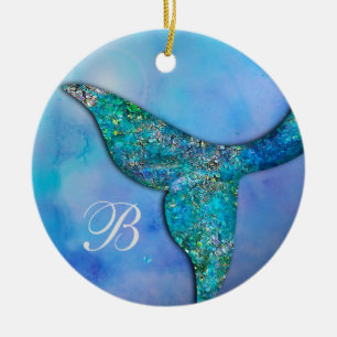 Ornamento De Cerâmica Cauda de sereia do oceano cintilante personalizada