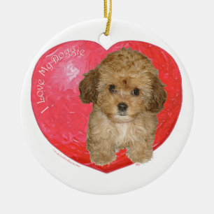 Ornamento De Cerâmica Cavachon Dia dos Namorados