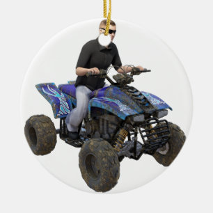 Ornamento De Cerâmica Cavaleiro azul da lama de ATV
