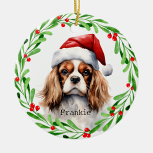 Ornamento De Cerâmica Cavaleiro de Natal Rei Charles Spaniel Pet