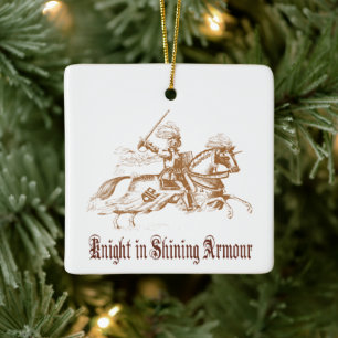 Ornamento De Cerâmica cavaleiro em vintageoramento brilhante
