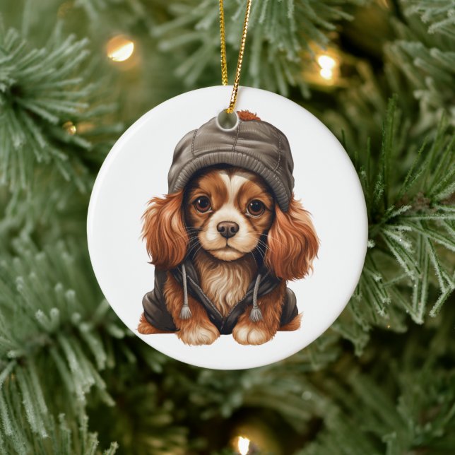 Ornamento De Cerâmica Cavaleiro Personalizado King Charles Spaniel Dog A (Árvore)
