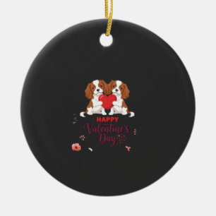 Ornamento De Cerâmica Cavalier King Cachorro Feliz Dia dos Namorados Flo