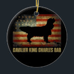 Ornamento De Cerâmica Cavalier King Charles Dad Vintage American Flag<br><div class="desc">Cavalier King Charles Dad Vintage American Flag Patriotic Gift. Perfect gift for your dad,  mom,  papa,  men,  women,  friend and family members on Thanksgiving Day,  Christmas Day,  Mothers Day,  Fathers Day,  4th of July,  1776 Independent day,  Veterans Day,  Halloween Day,  Patrick's Day</div>