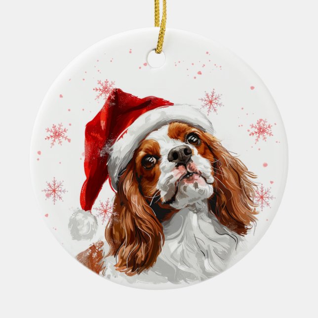 Ornamento De Cerâmica Cavalier King Charles Dog Christmas Personalized (Frente)