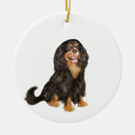 Ornamento De Cerâmica Cavalier King Charles (R) - Preto e acastanhado.pn