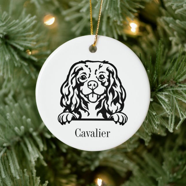 Ornamento De Cerâmica Cavalier King Charles Spaniel cão Personalizado Pe (Árvore)