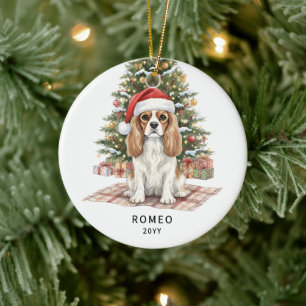Ornamento De Cerâmica Cavalier King Charles Spaniel de Natal Personaliza