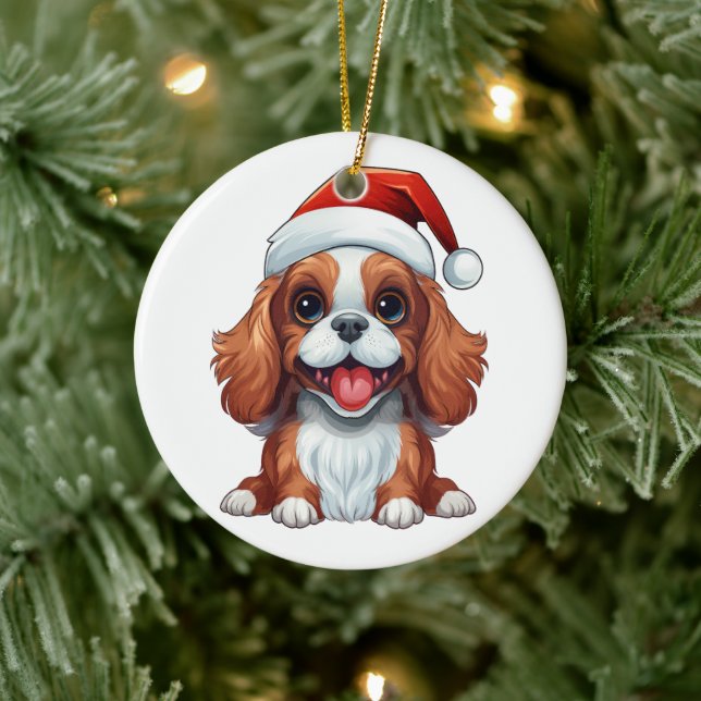 Ornamento De Cerâmica Cavalier King Charles Spaniel de Natal Personaliza (Árvore)