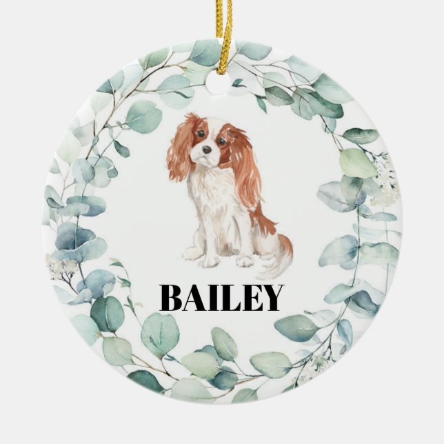 Ornamento De Cerâmica Cavalier King Charles Spaniel Dog Natal (Frente)