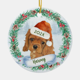 Ornamento De Cerâmica Cavalier King Charles Spaniel Dog Natal