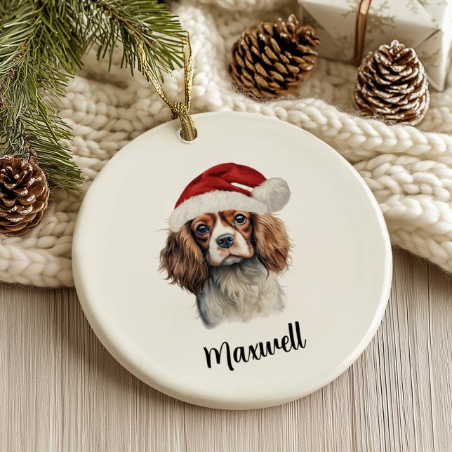 Ornamento De Cerâmica Cavalier King Charles Spaniel Dog Personalizado (Criador carregado)