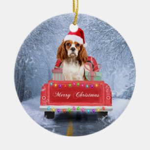 Ornamento De Cerâmica Cavalier King Charles Spaniel Dog Snow Natal
