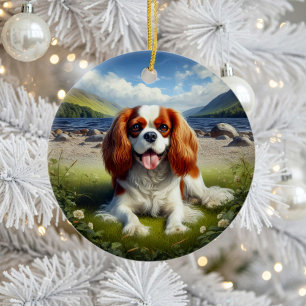 Ornamento De Cerâmica Cavalier King Charles Spaniel Encantador Lembrança