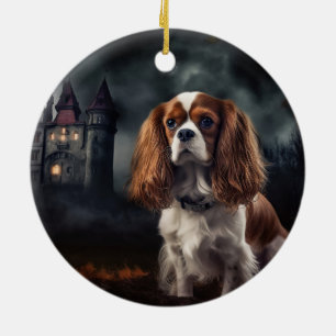 Ornamento De Cerâmica Cavalier King Charles Spaniel Halloween Assustador