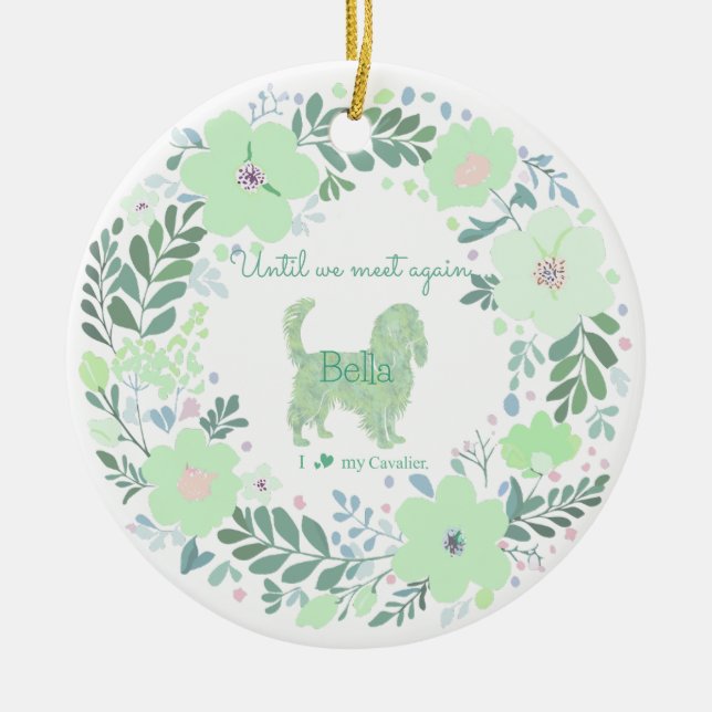 Ornamento De Cerâmica Cavalier King Charles Spaniel - Mint Green Custom (Frente)