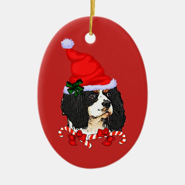 Ornamento De Cerâmica Cavalier King Charles Spaniel Natal (Frente)