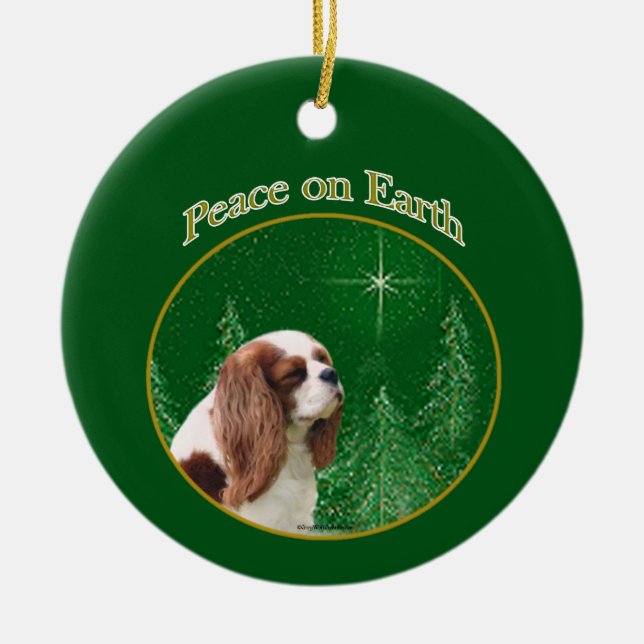 Ornamento De Cerâmica Cavalier King Charles Spaniel Peace (Frente)