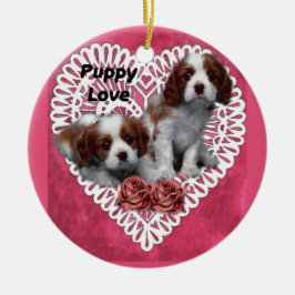 Ornamento De Cerâmica Cavalier King Charles Spaniel Puppy Love