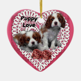 Ornamento De Cerâmica Cavalier King Charles Spaniel Puppy Love