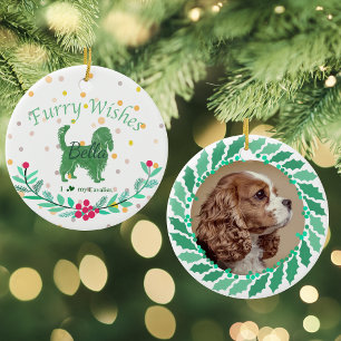 Ornamento De Cerâmica Cavalier King Charles Spaniel Verde Pastel Persona